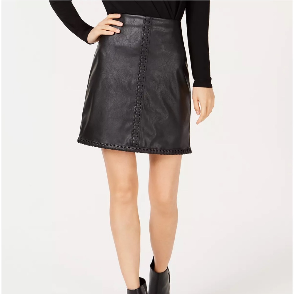Black mini skirt .